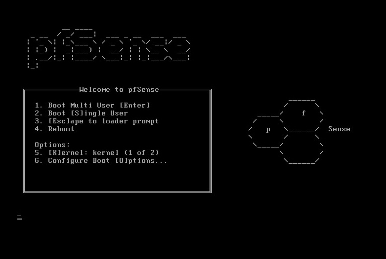 Der Installations-Screen der pfsense