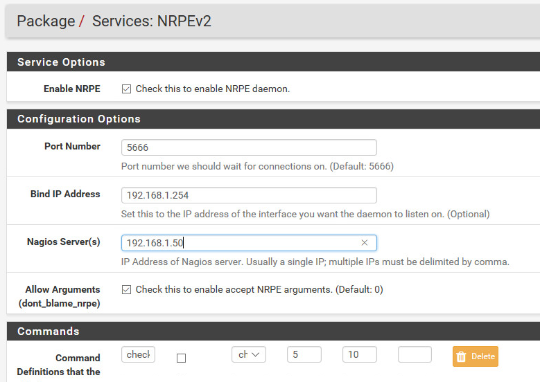 Das NRPE Plugin auf der pfsense richtig konfigurieren