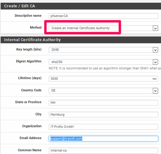 SSL Zertifikat mit der pfsense erstellen