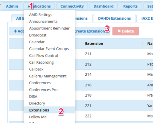 FreePBX: Neue Nebenstelle anlegen