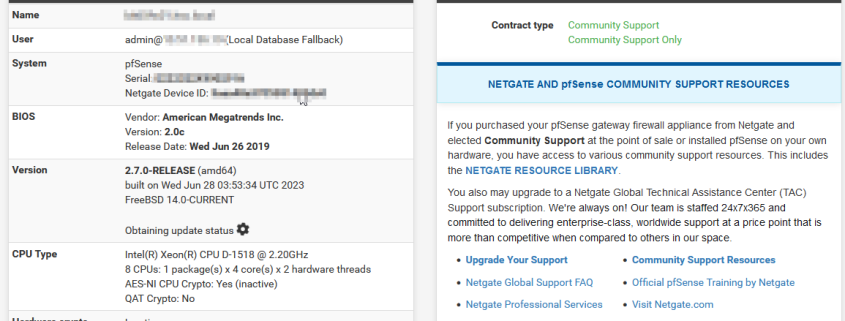 2023 pfsense dashboard screenshot