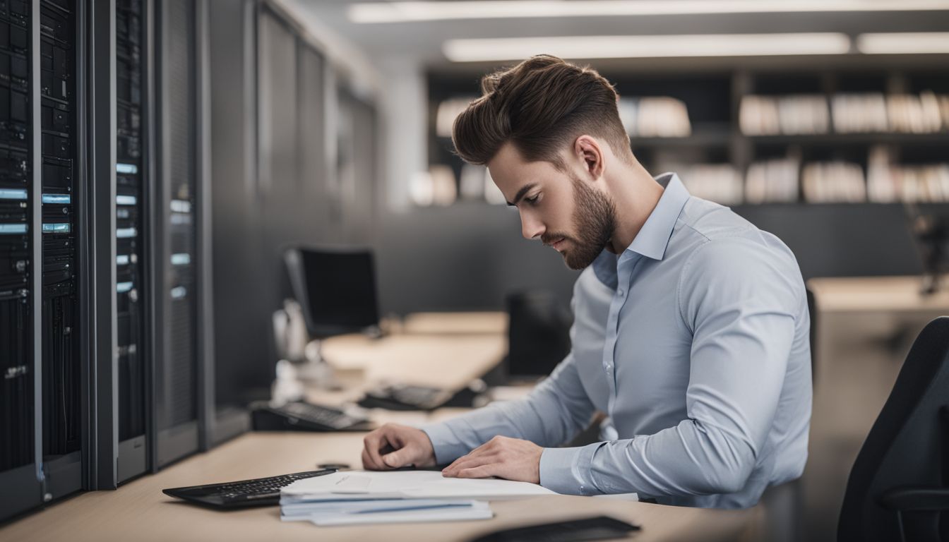Eine Person greift über ein NAS-Gerät auf Dateien zu. Eine Person greift über ein NAS-Gerät auf Dateien zu.