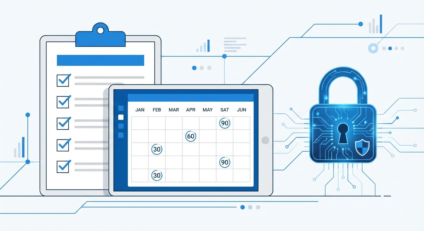 NIS2 und Geschäftsführer-Haftung: Was Sie als Unternehmensleitung jetzt wissen und tun müssen 4 NIS2 Checkliste und Fristen - 30 60 90 Tage Maßnahmenplan
