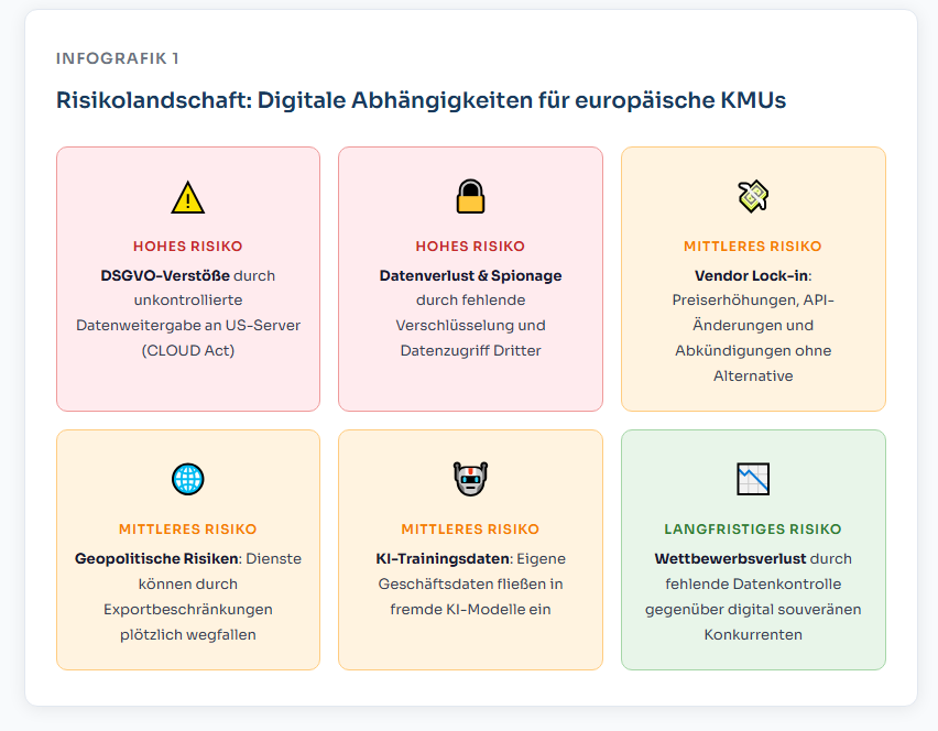 Praxisleitfaden für KMUs Digitale Souveränität: Warum europäische KI die Zukunft ist 1 Risikolandschaft