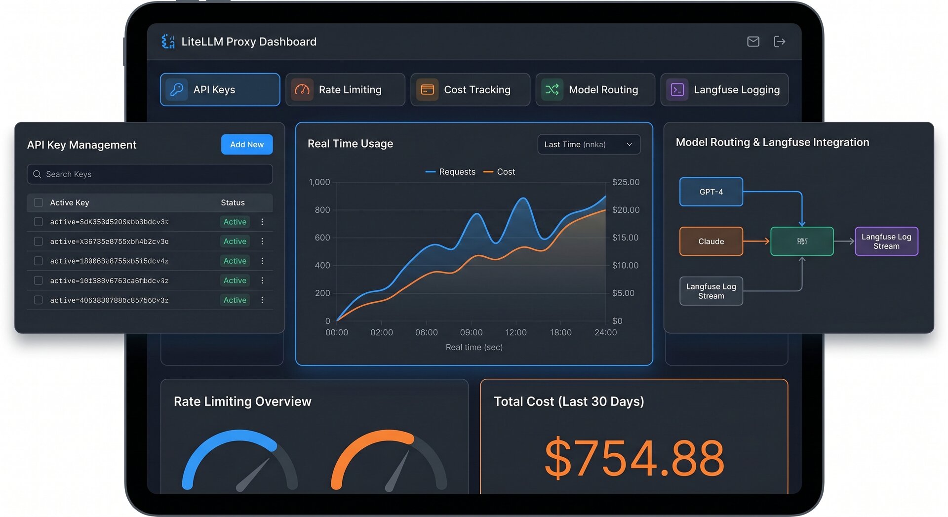 Was ist LiteLLM? Der universelle KI-API-Proxy für Unternehmen (2026) 2 LiteLLM Dashboard mit API-Key-Management und Monitoring