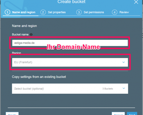 amazon s3 bucket erstellen
