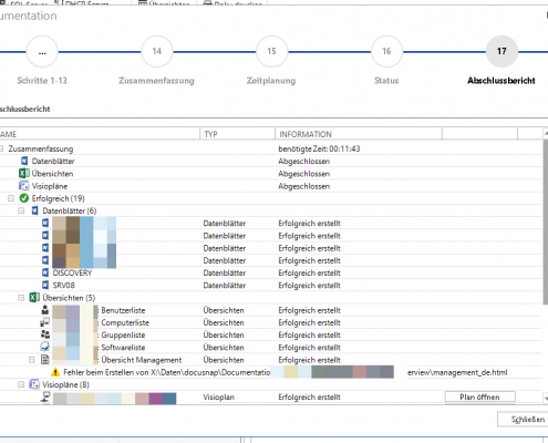 Die einzelenen Server und PCs nach der ersten Erfassung